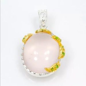 15+ carat Natural Rose quartz sterling pendant